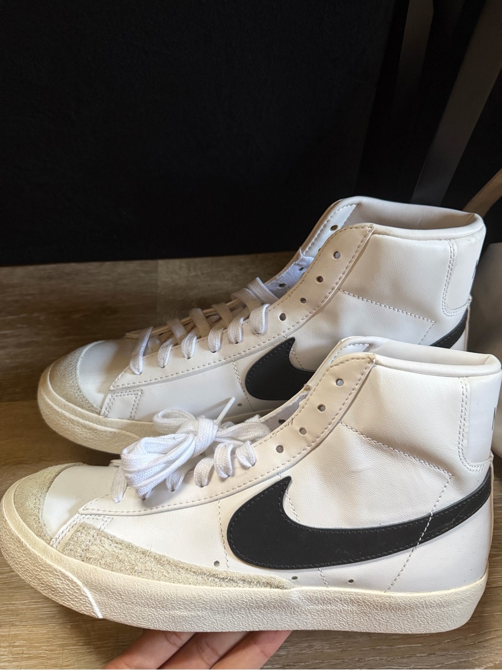 Nike Blazer Mid White High-Top Sneakers with Black Swoosh